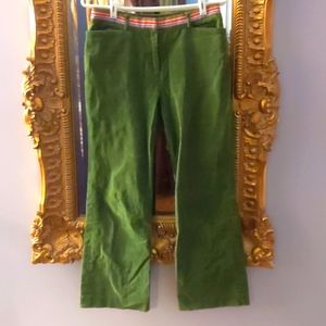 Lilly Pulitzer green corduroy rainbow waist pants.